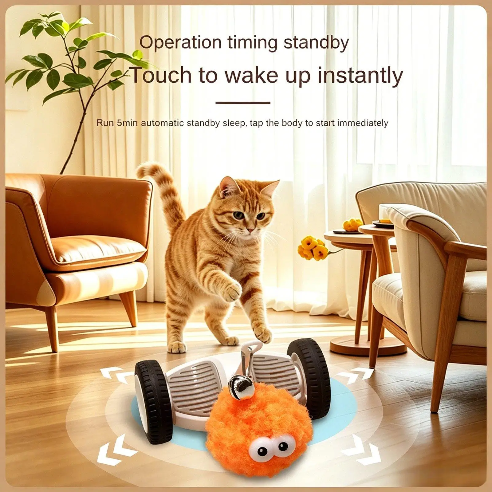 Indoor Cat Toy Car Obstacle Avoidance Rechargeable Teaser Automatic Car Interactive Kitten Toy For Small Medium Large Breeds