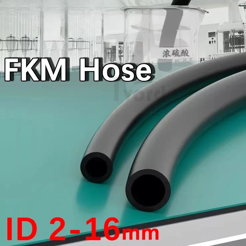 Black Fluorine Rubber Hose FKM Pipe Diesel Oil Hose Higth Temperature Resistance Fluororubber Tubing ID 2-16mm