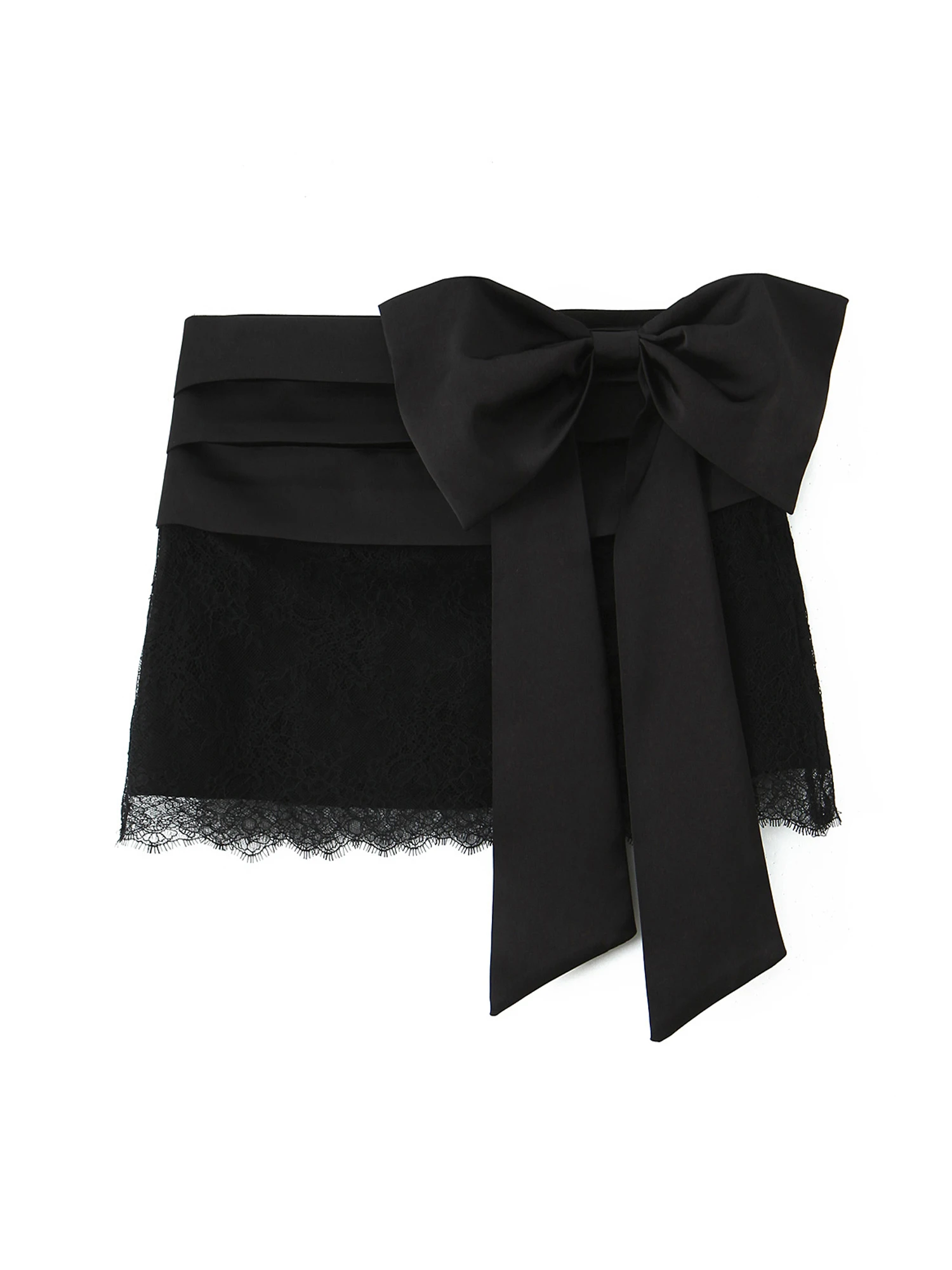 

Women Black Gothic Emo A-line Short Skirt Vintage Y2k Gyaru Lace Patchwork Mini Skirt Harajuku Bow Skirts 2000s Clothes Autumn