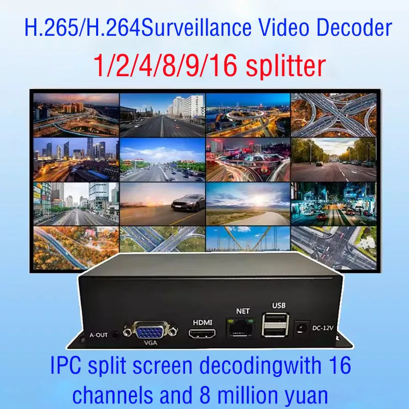 

4/9/10/16 channel monitoring network video decoder 4k digital IPC split screen wall compatible with Haikang Dahua ONIVF