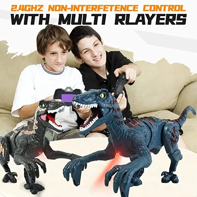 2.4G RC Dinosaur Raptor Remote Control Velociraptor Kids Toy Electric Walking Simulation Toys For Boys Children Christmas Gifts