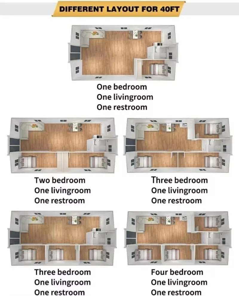 فيلا متنقلة بطول 40 قدمًا، عائلة صغيرة مسبقة الصنع قابلة للتوسيع، 2-3 غرفة نوم، منزل حاوية، هيكل فولاذي مجهز بالكامل، حديث