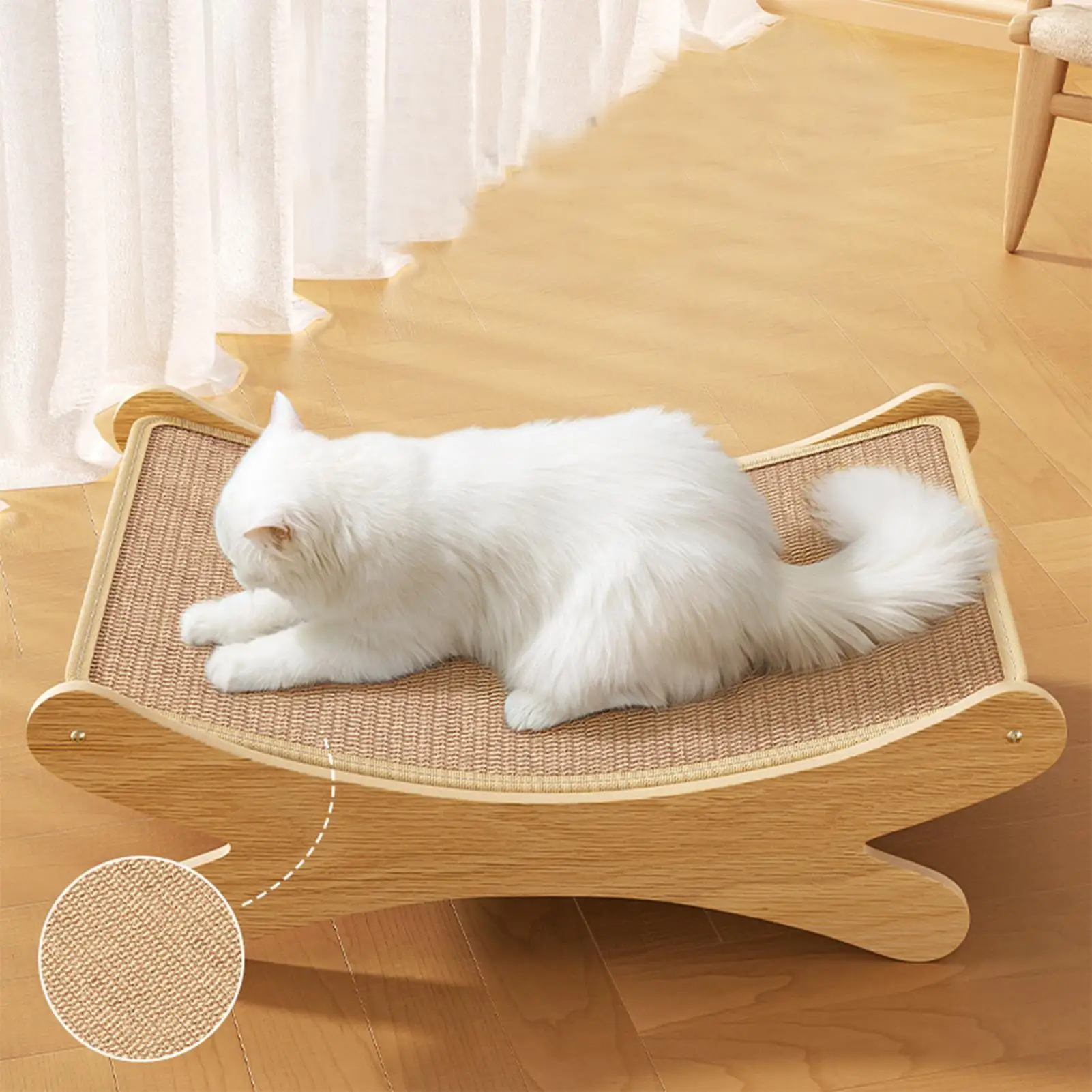 Katzenkratzbrett, 2-in-1 Sisal-Katzenkratzbett, gebogener Kratzbaum, wiederverwendbar, feuchtigkeitsbeständig, robust, für Katzen