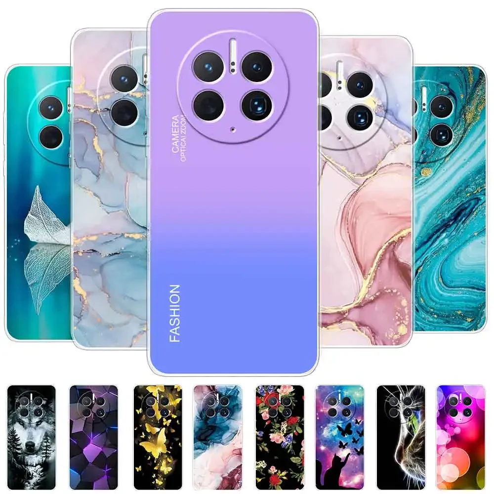 For Huawei Mate 50 Pro Case Cover Marble Transparent Silicone Soft For Mate 50 Phone Fundas Case For Mate 50e Coque Shell Bumper