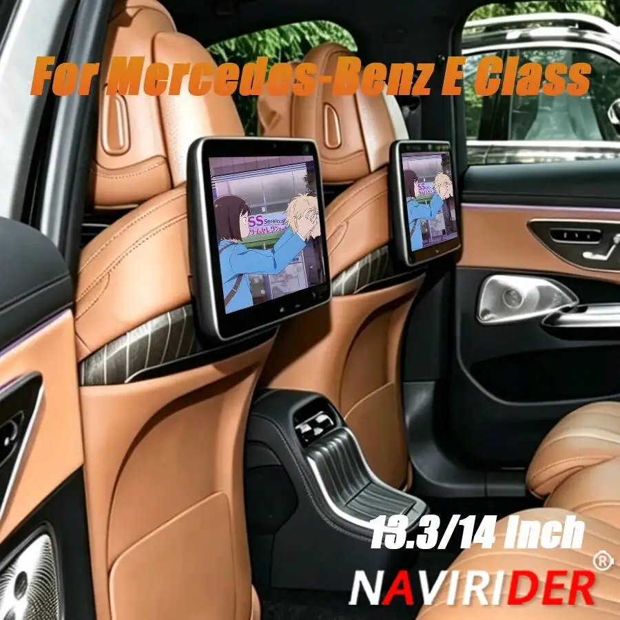 Android 13.3/14 Inch Headrest Car TV Rear Seat Entertainment System For Mercedes-Benz E Class Touch Screen Multimedia Monitor