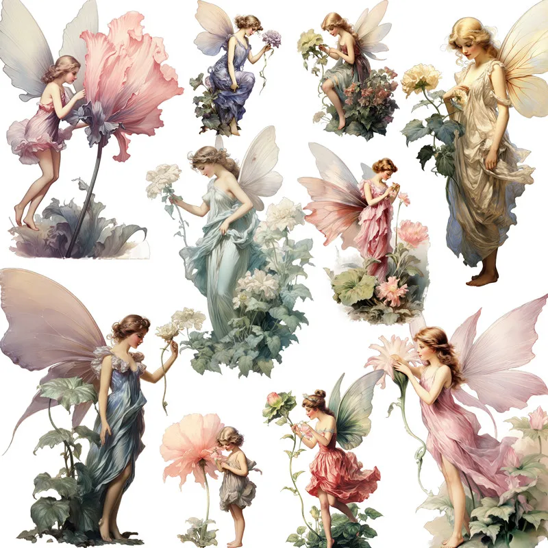 16 pz/pacco Flower Elf Fairy Sticker fai da te Craft Scrapbooking Album Junk Journal adesivi decorativi