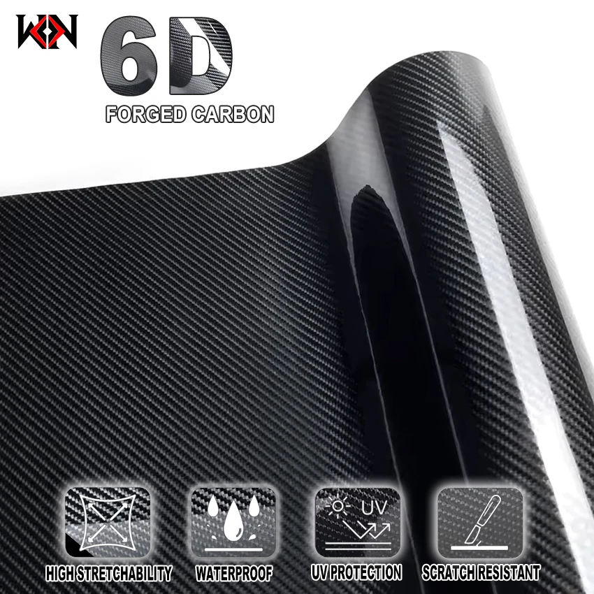 

6D Carbon Fiber Vinyl Foil Film Ultra Gloss Waterproof Decoration Film Auto Wrap Sticker for Laptop Phone Case Motorcycle