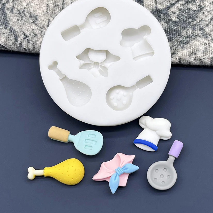Molde de silicona para hornear pasteles, colador de uniforme de sombrero de Chef, pierna de pollo, Cupcake, Sugarcraft, Fondant, herramientas de decoración, pasta de goma de Chocolate