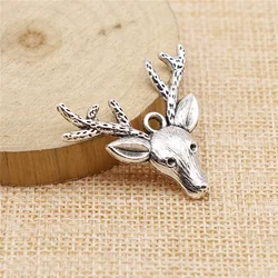 WYSIWYG 5pcs 31x36mm Pendant Reindeer Deer Christmas Charm Pendants For Jewelry Making Antique Silver Color