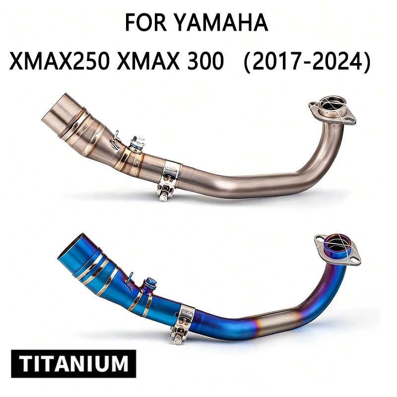 Hot Sale Motorcycle Exhaust Front Middle Pipe Semi-Blue Escape System Titanium Alloy  for Yamaha XMAX XMAX250 XMAX300 2017-2024