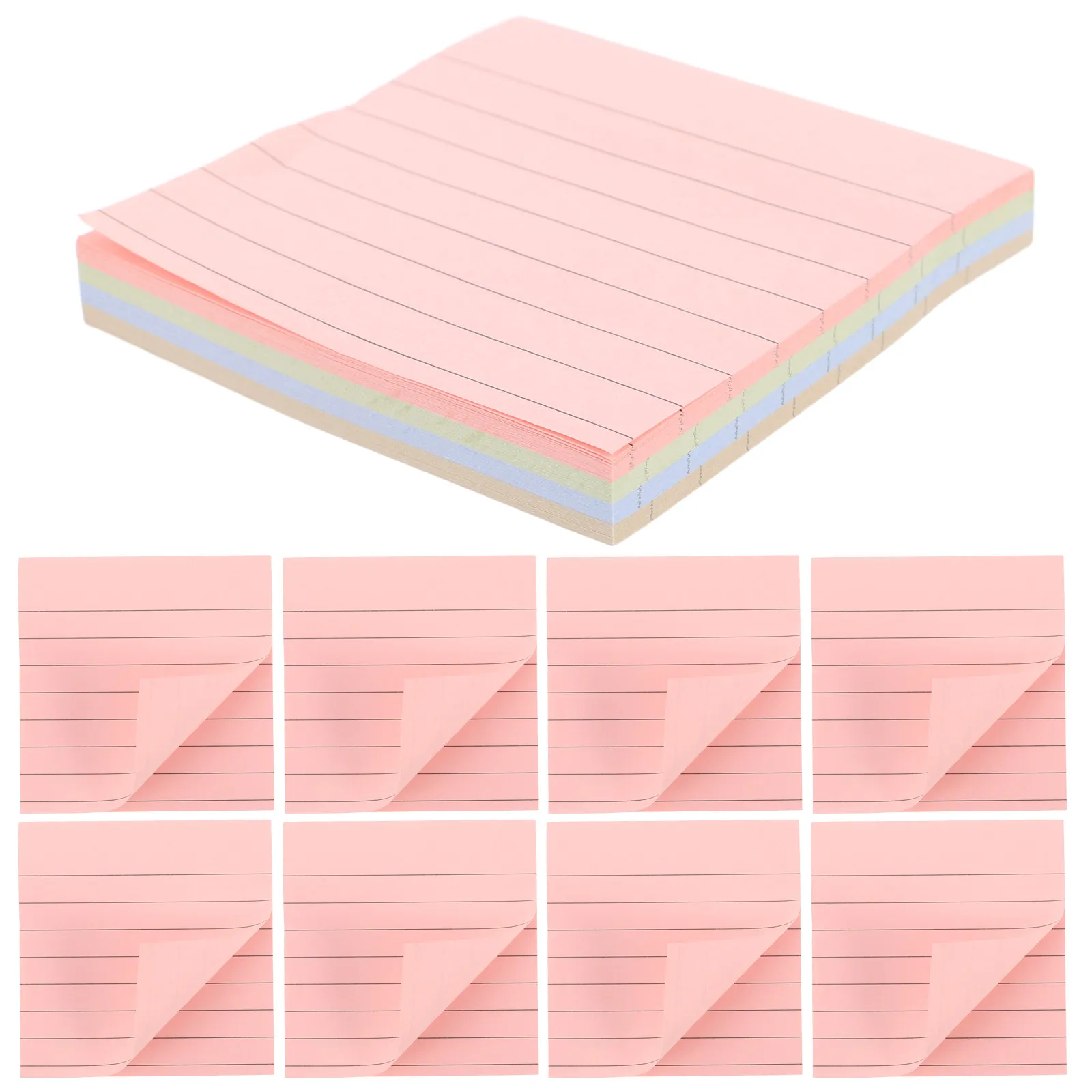 600Sheets Colorful Self-Stick Memo Pads Sticky Index Tabs Adhesive Note Pads Compact Lined Stationery Supplies for Office