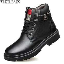 Black Snow Boots Men Winter Boots for Men Male Leather Shoes Men Brown Designer Ankle Boots Man Round Toe обувь мужская зимняя