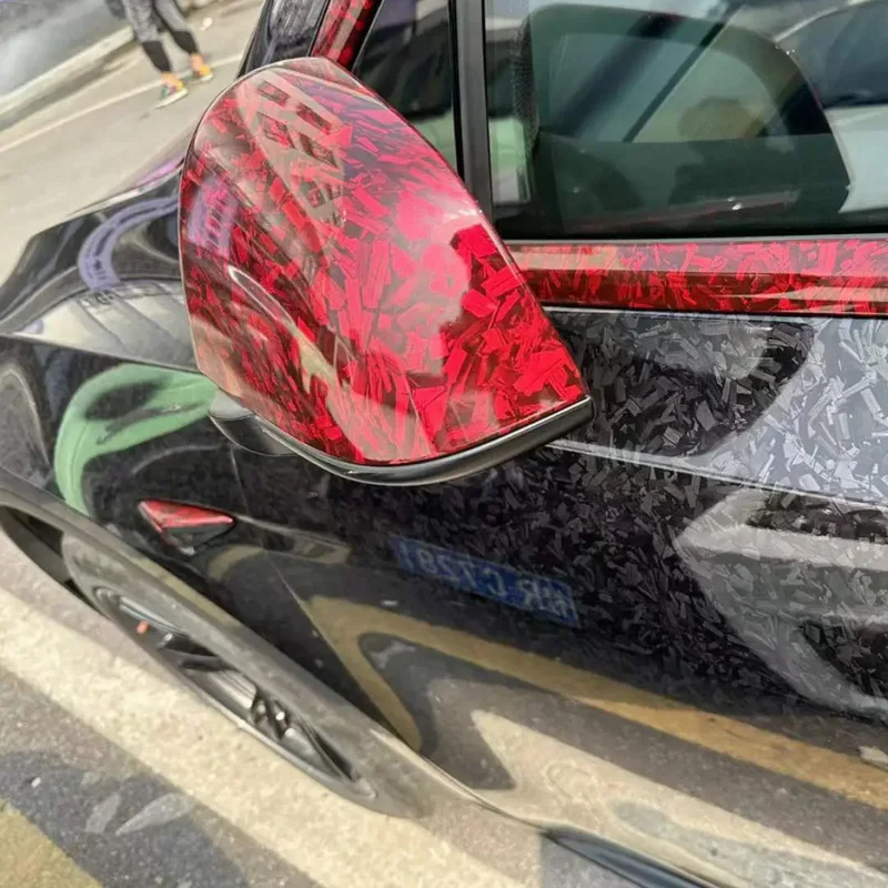 PET Glänzende Geschmiedete Rote Carbonfaser-Vinylfolie mit Luftkanälen Selbstklebende Aufkleberfolie für Motorrad und Auto – Detail 4