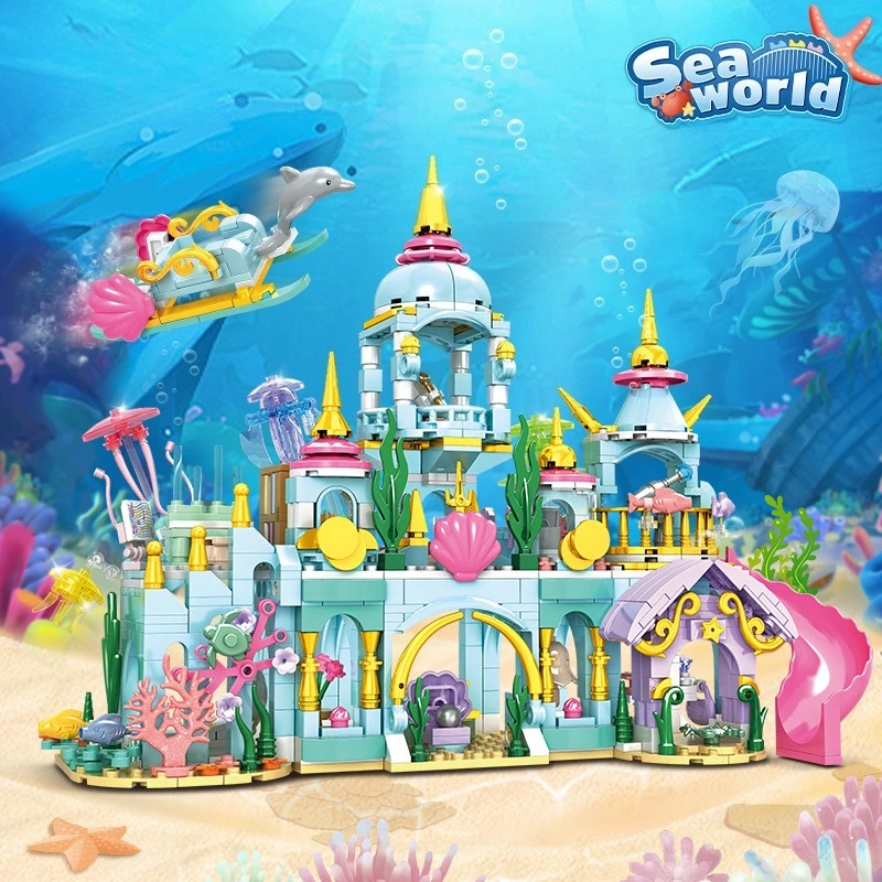 Underwater World Castle Amusement Park Building block small particle Girls' children's toys