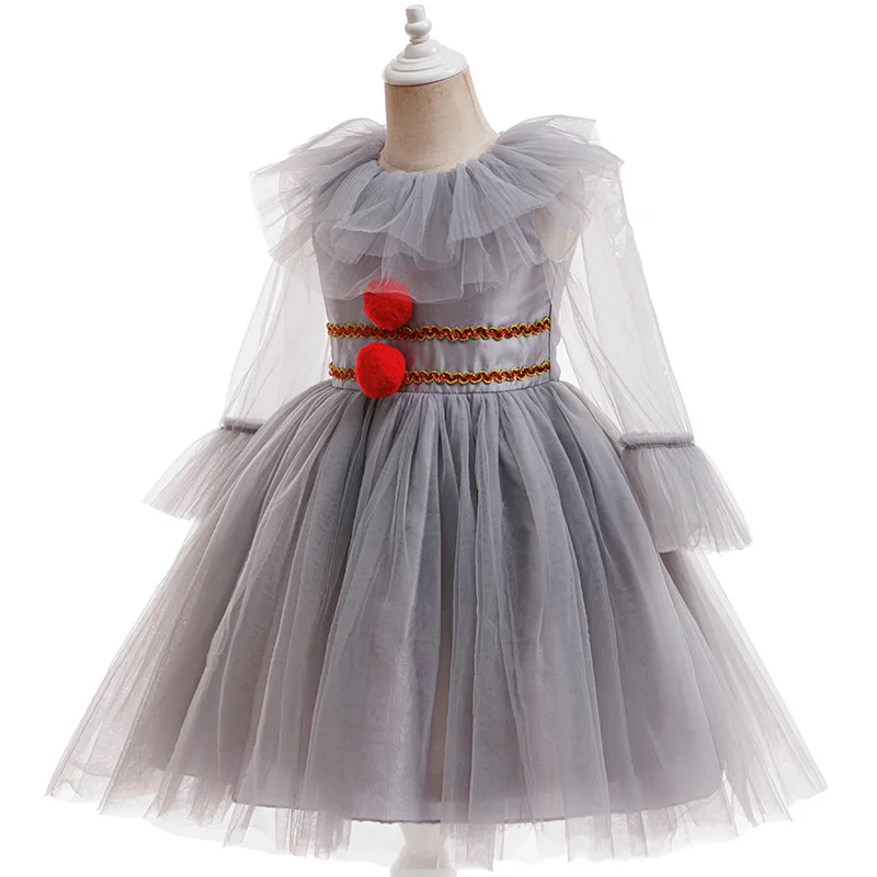 Mädchen Jungen Halloween Graues Joker-Kostüm Tutu-Kleid Gruseliger Clown Kinder Karneval Party Cosplay Kinderoutfit – Detail 5