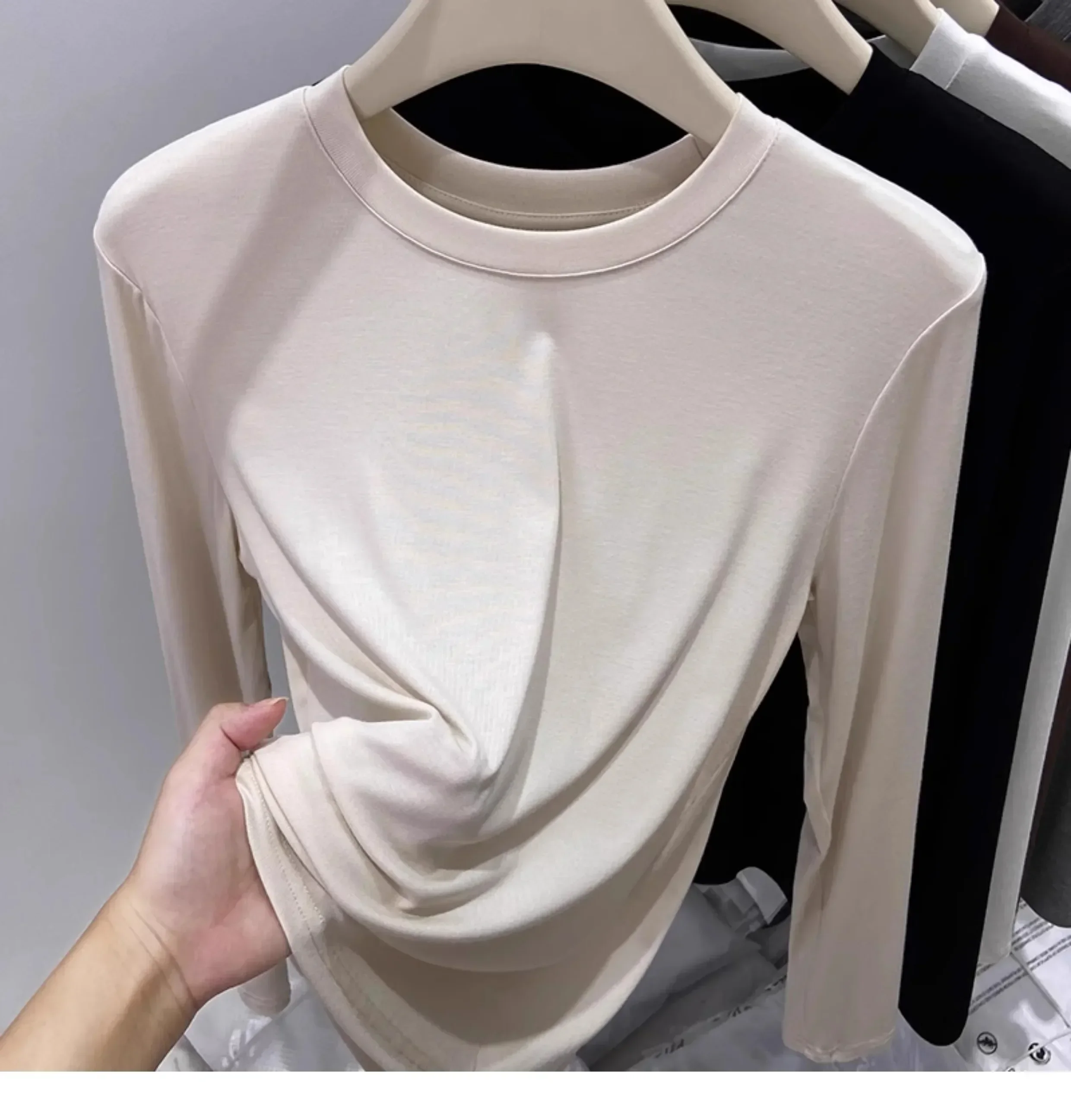 AOSSVIAO Koreanischer Stil Weiches O-Ausschnitt Langarm-Damen-T-Shirt 2026 Neues Herbst-Winter Slim-Fit Innen-T-Shirt Lässiges Vielseitiges Basic-Oberteil – Detail 11