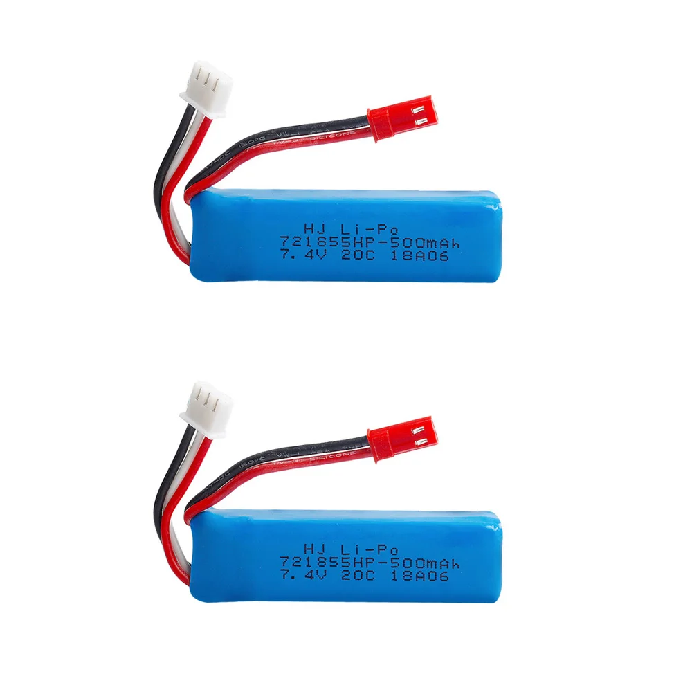 7.4V 500mAh Lipo Battery 2s 20C for WLtoys A202 A212 A222 A232 A242 A252 4WD Remote control high speed toy cars 7.4V 721855HP