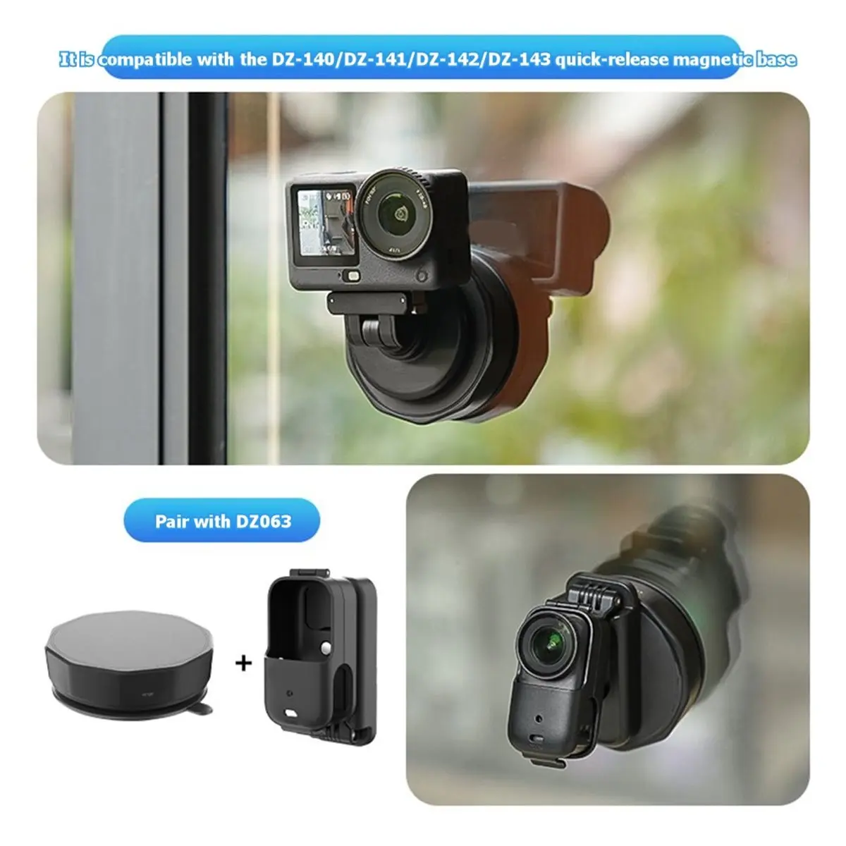 A10R Thickened Spin-Formed Suction Cup Manual Twist-Lock Mount with Magnetic Expansion Base for Action Camera Accessories