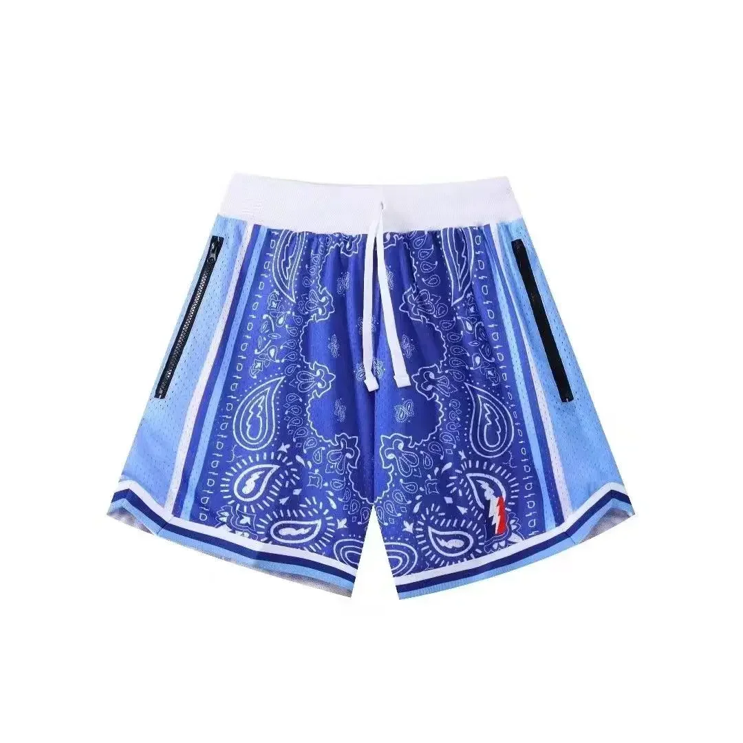 American Basketball Shorts Men\'s Summer Loose Quick-drying Breathable Sports Four-point Pants But Knee James Curry Same Style