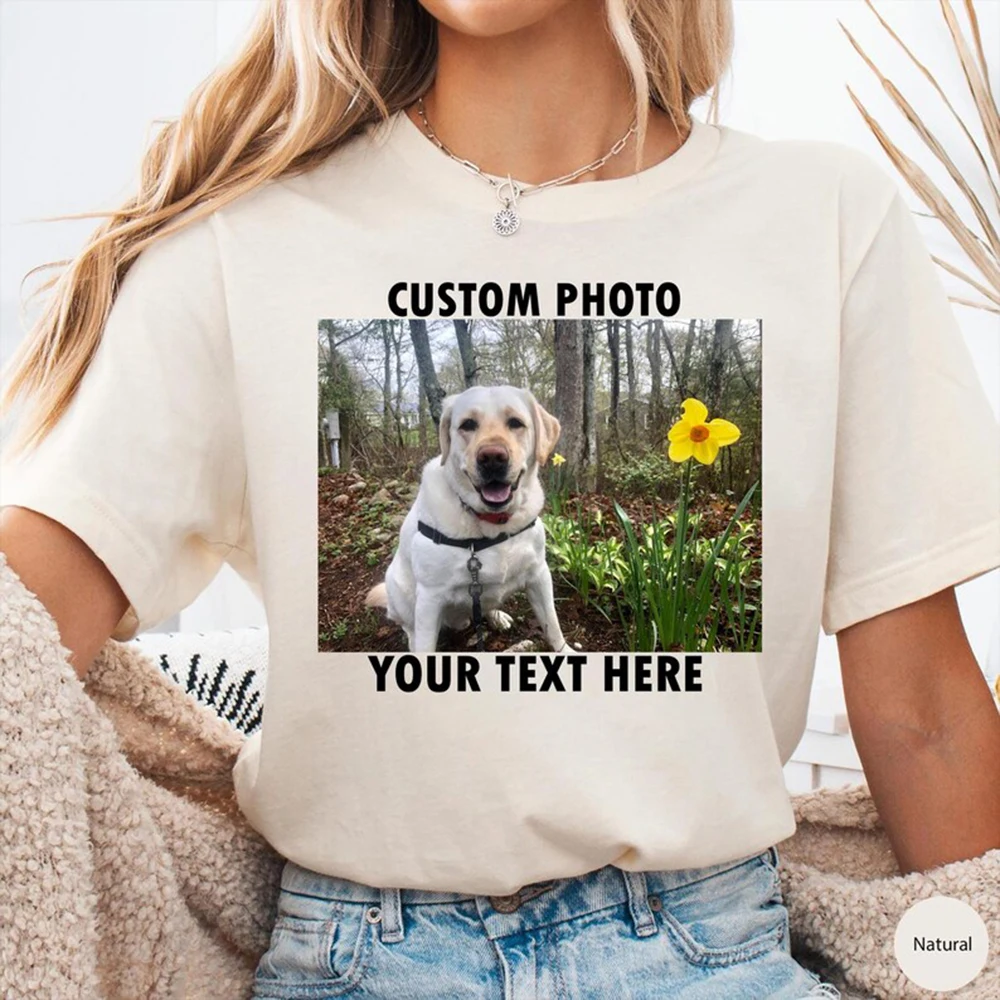 

Casual Lady T Shirt Custom Graphic Photo Image Personalized Text Design Female Daily Wear Anniversary Festival Gift