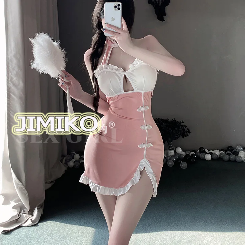 Maid Cheongsam Outfit French Maid Costume for Woman Sexy Lace Maid Lingerie with Apron Valentine's Day Anime Cosplay Dress