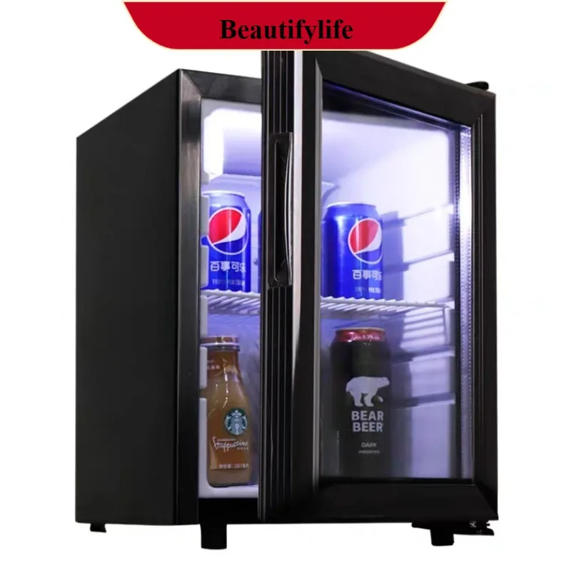 AB02  Refrigerator Small 21LFresh-Keeping Display Glass Door Refrigerated Cabinet Small Single Double Lock Food Sample Storage C