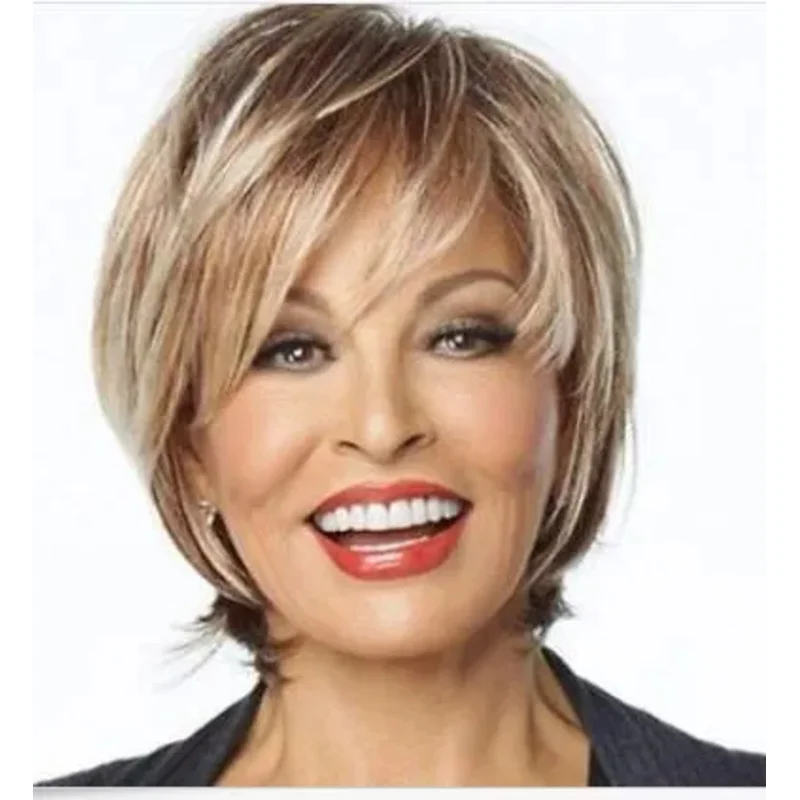 

Shaggy Straight Synthetic Attractive Short Blonde Mixed Brown Wig Hair For Women
