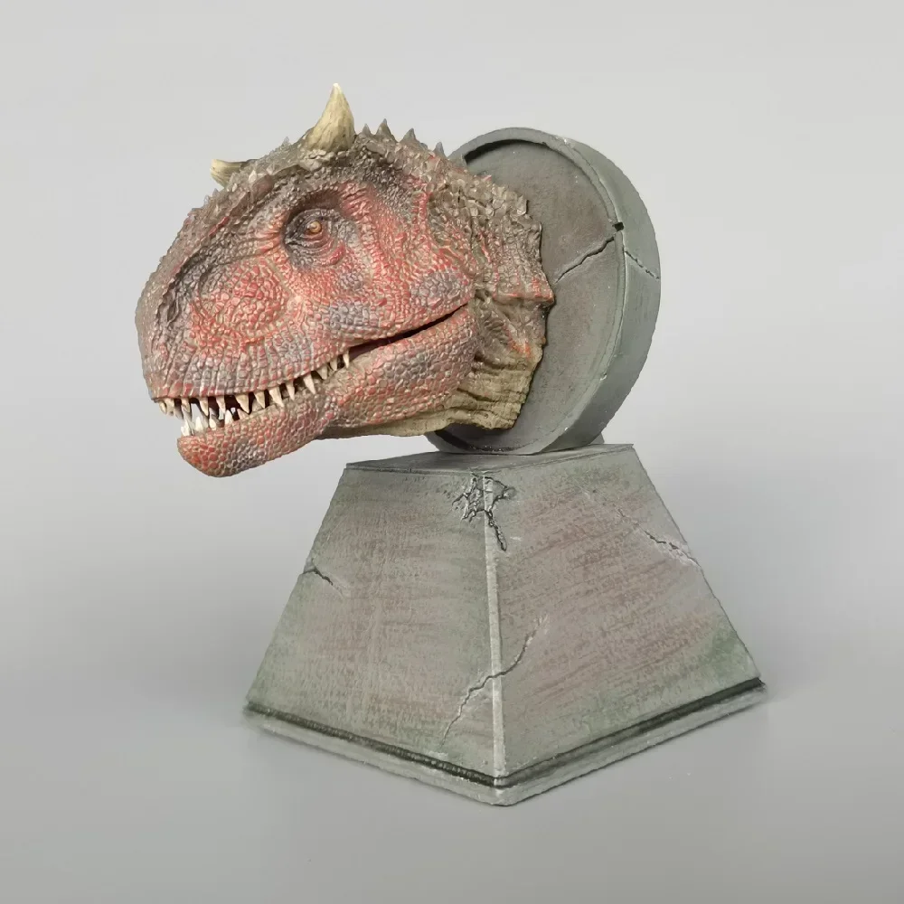 Nanmu Dinosaur Dragon Ranger Carnotaurus War Damage Angle Head Busts Statue with Magnet Toy Animal Model