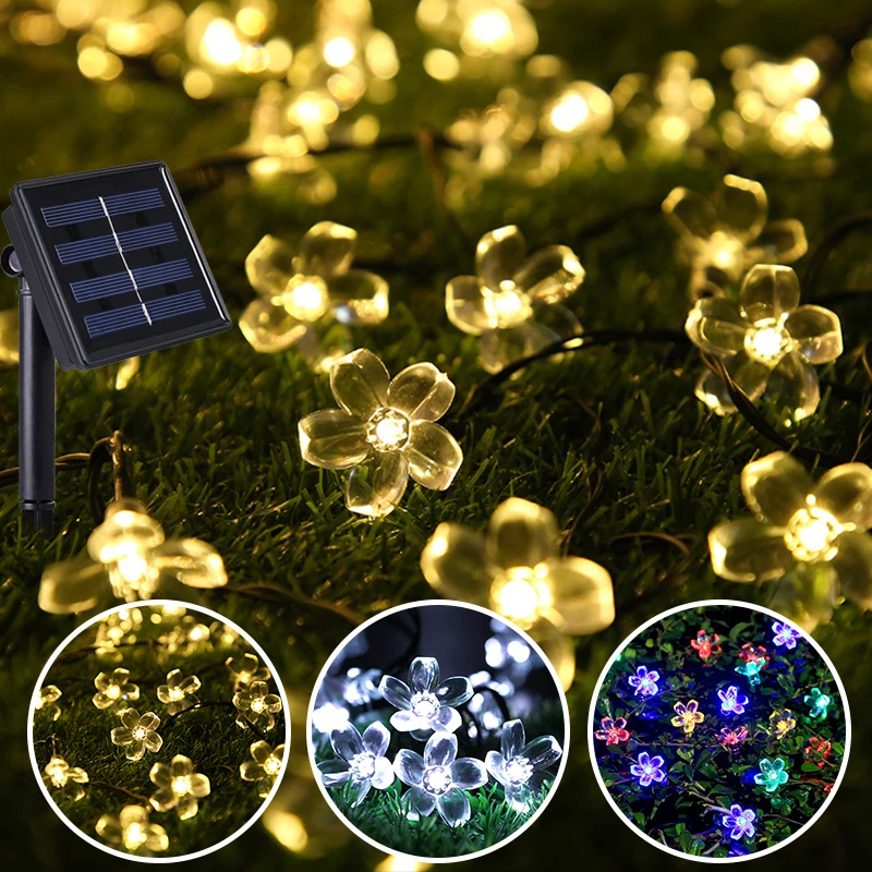 

12M 100LEDS Solar Lamp String Christmas Garland Light Outdoor Waterproof Flower Garden Fairy Lights String Party Home Decoration
