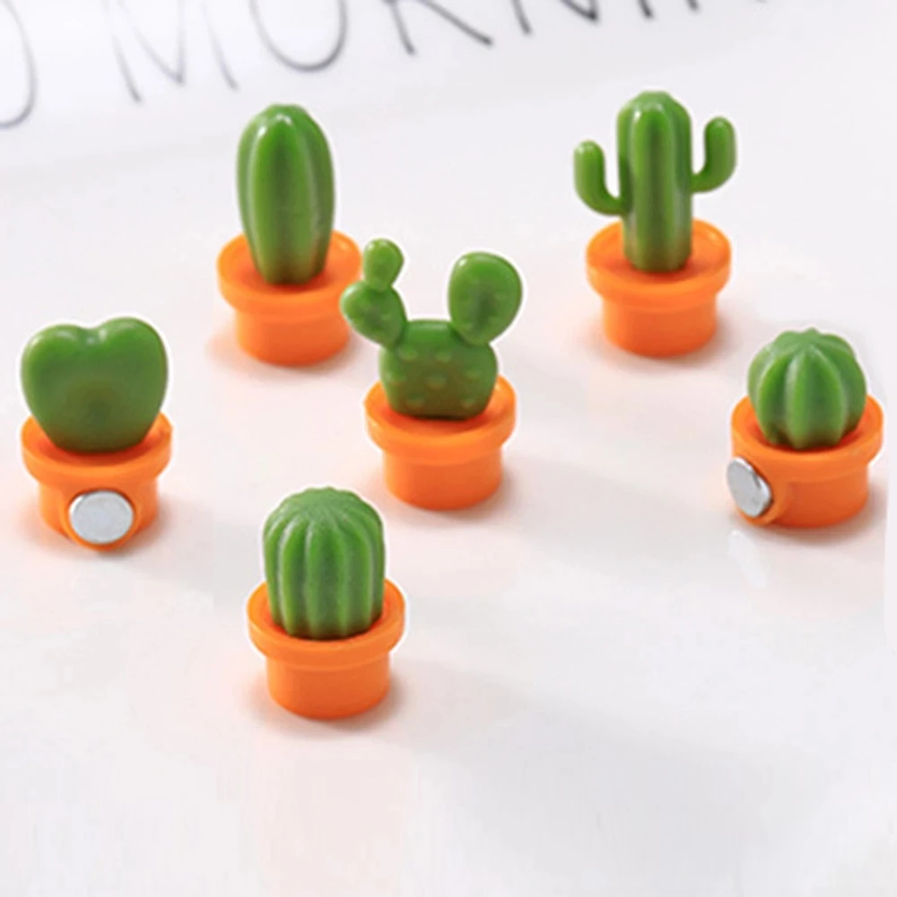 Pegatina de mensaje de planta suculenta 3D, botón de imán de refrigerador de cocina, accesorios de decoración de Cactus, 6 piezas por juego