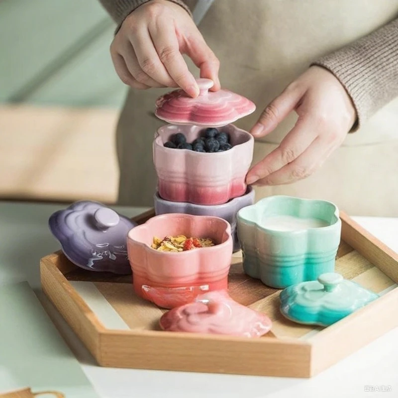 Cool Color Small Bowl Stew Cup Household Ceramic Stewed Eggs