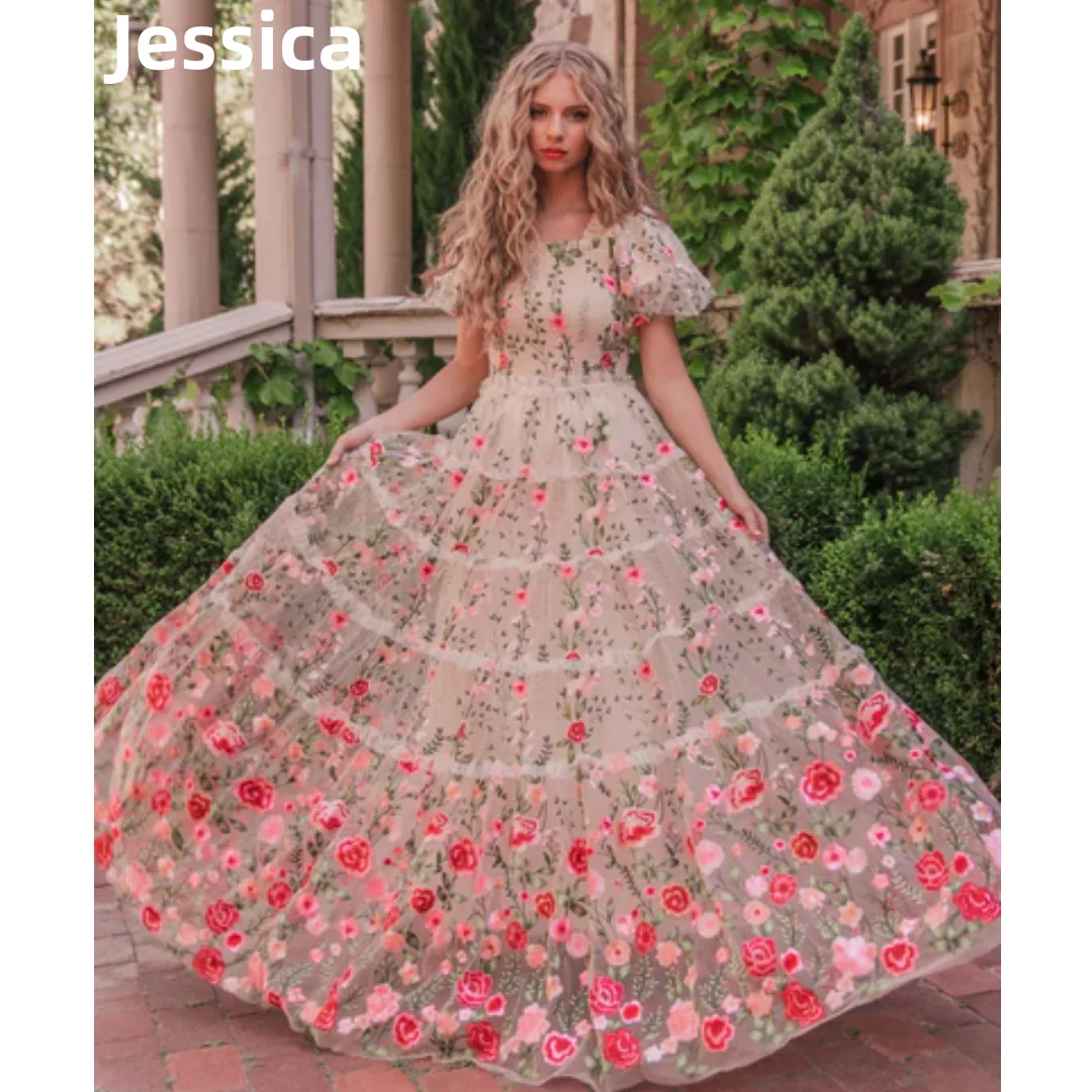 Jessica Sweetheart Embroidery Floral Prom Dresses Graduate Evening Dresses Special Occasion Party Dresses 2024 Wedding Dress