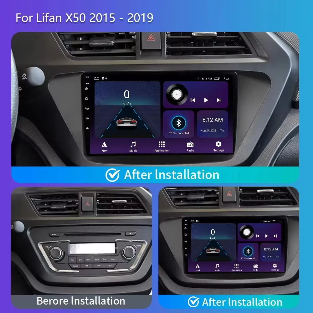 Android For Lifan X50 X 50 2014 -2019 Carplay Mirror Link Touch Screen Car Radio Multimedia Player Android Auto 8 Core 2 Din DVD