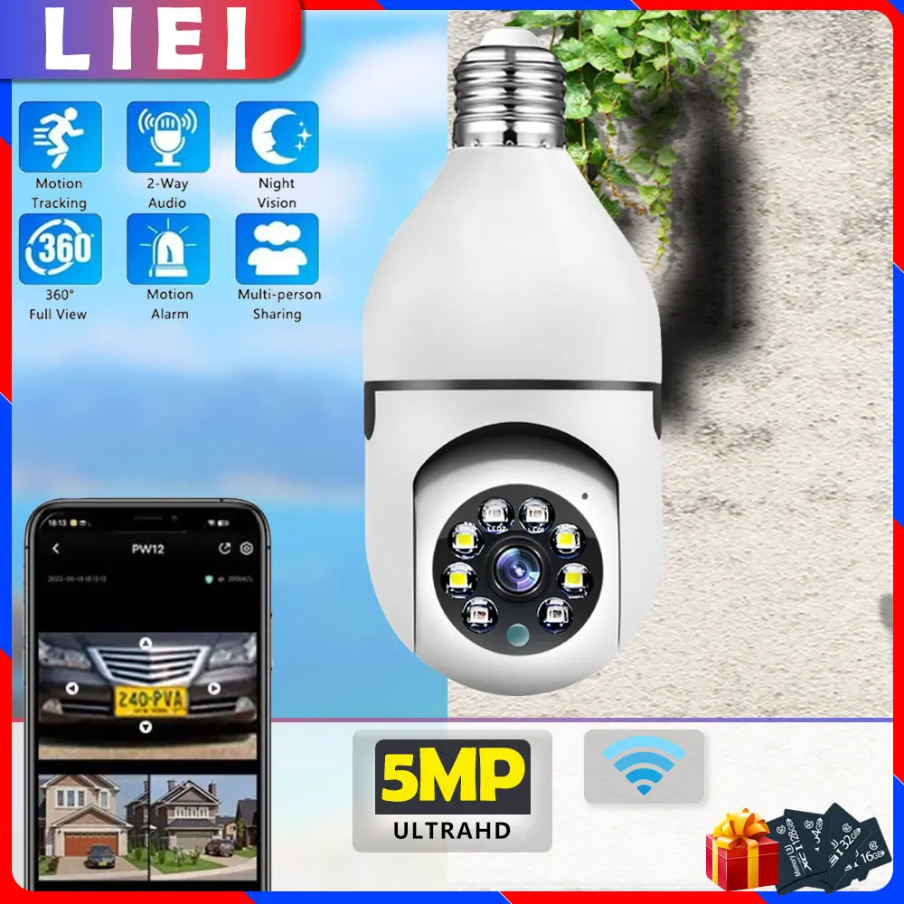 

LIEI Dual Lens WIFI 5MP 2K HD Surveillance Camera Wireless Outdoor Security Two-way 360 IP Cameras AI Human Detect CCTV Camera