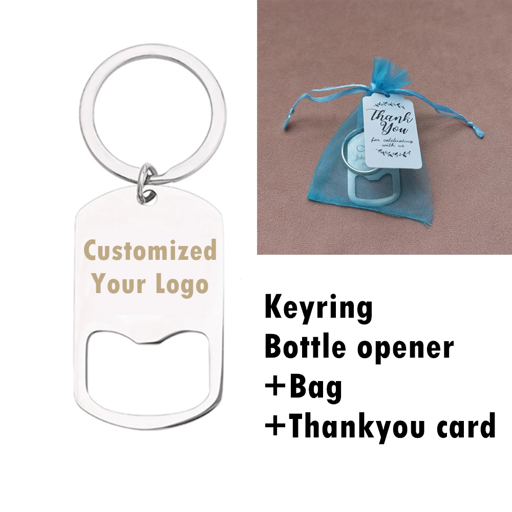 Gepersonaliseerde roestvrijstalen bierflesopener sleutelhanger doop verjaardag bruiloft cadeau voor gast sleutelhanger