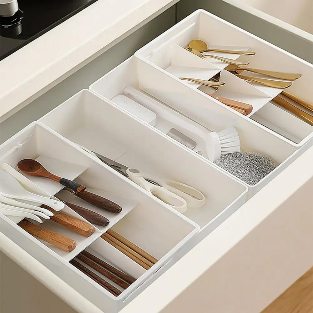 Cutlery Storage Box Adjustable Utensil Caddy Adjustable Expandable Drawer Organizer for Kitchen Utensils Cutlery for Tableware