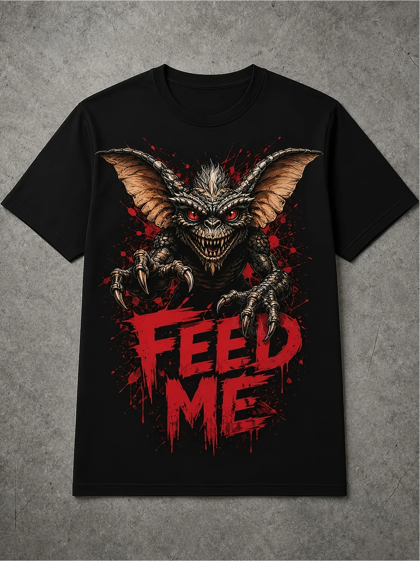 Halloween Promotion 1pc Men Feed Me Gremlin Graphic Print Horror Style Summer Casual Daily Wear T Shirt