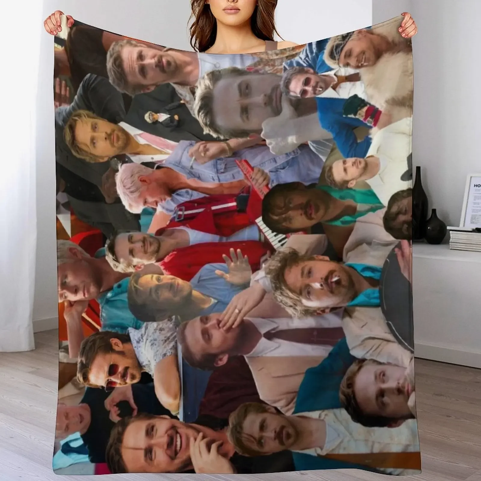 

Ryan Gosling Collage Throw Blanket Blankets Sofas Of Decoration Furrys decorative funny gift Blankets
