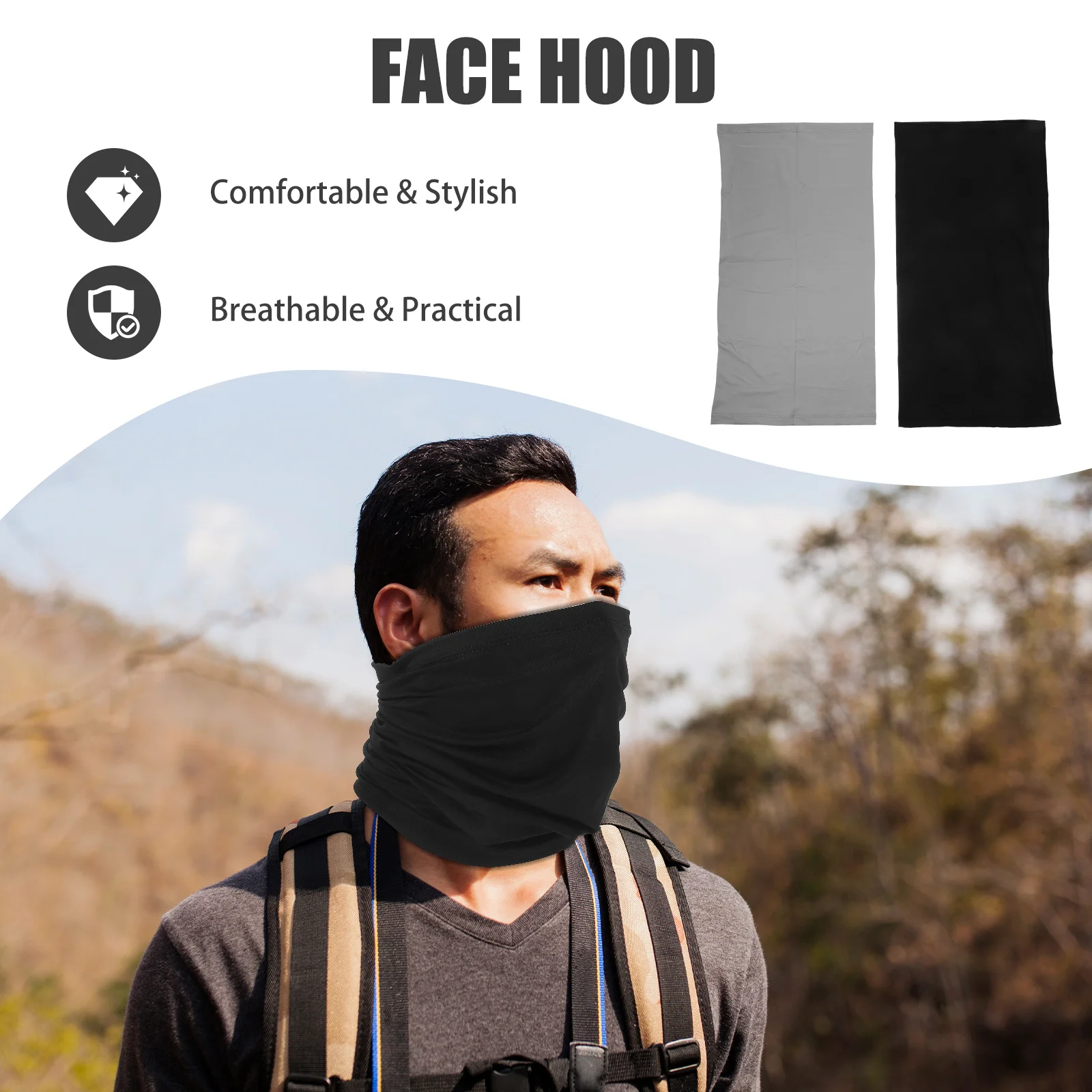 

2Pcs Cycling Face Hood Windproof Elastic Neck Gaiter Outdoor Sports Face Cover Mask Breathable Riding Hood for Men Women