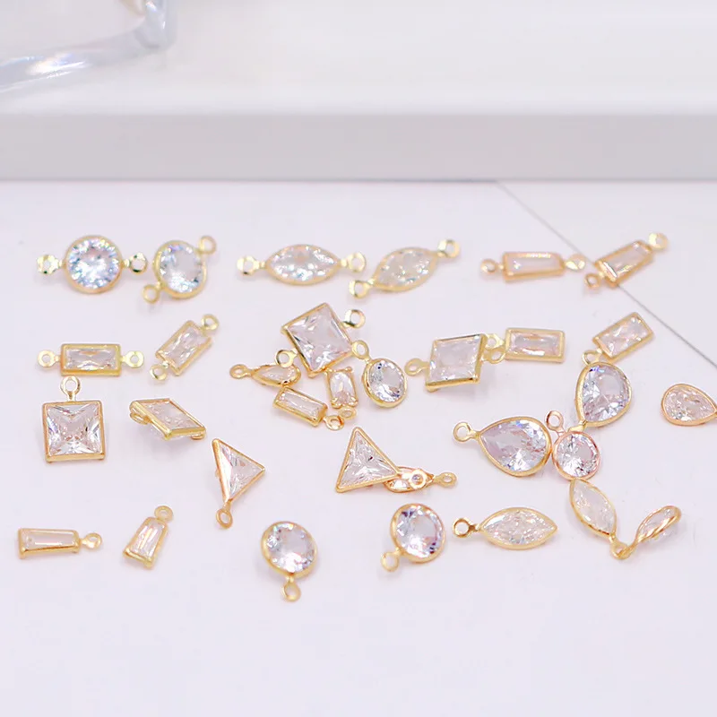 

20Pcs Gold Color Zircon Inlaid Charms Pendants Multiple Geometric Shapes DIY Jewelry Making Accessories For Necklace Earrings