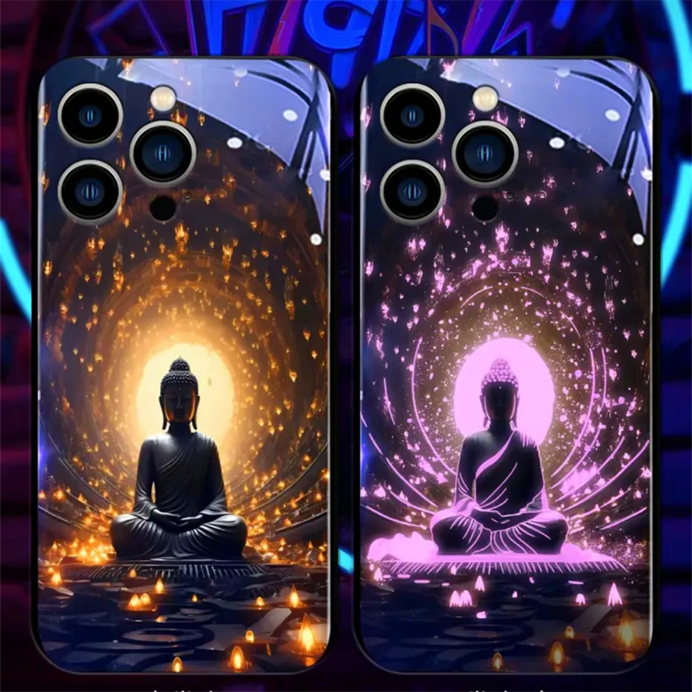 Buddhaland Gleams Design Schallgesteuerte LED-Blitzhüllen Leuchtende Glasabdeckung für Samsung S26 S25 S24 S23 S22 S21 FE Plus Ultra – Detail 10