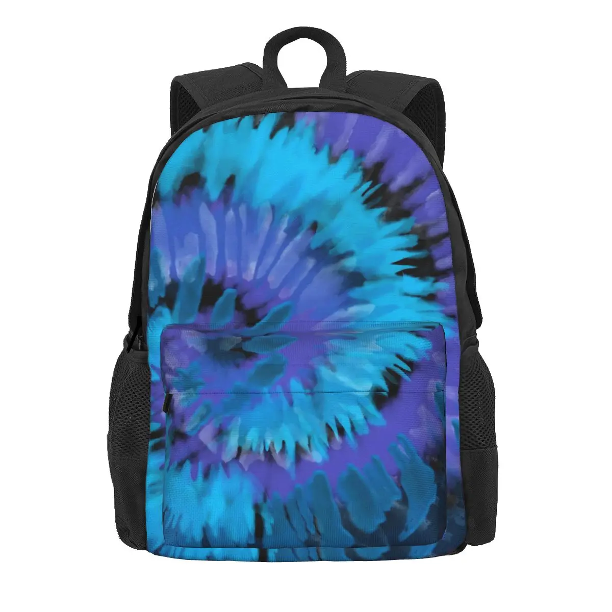 Tie Dye Spiral Swirl Backpack Blue and Purple Trekking Backpacks Teen Custom Soft High School Bags Cool Rucksack