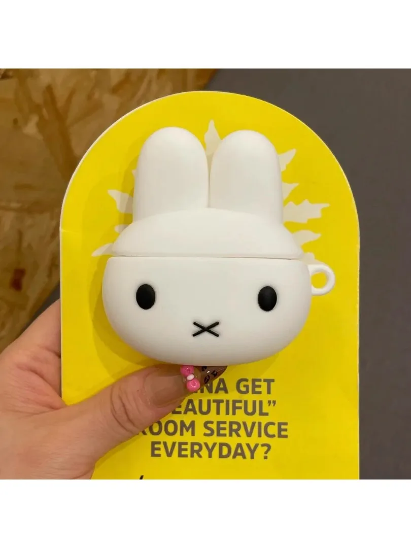 3D-Kopfhörerhülle für Airpods 4 2 3 1 Pro 3 2 Kawaii Niedliche Cartoon Miffy Kaninchen Drahtlose Bluetooth-Kopfhörer Schutzhülle Weiche Abdeckung