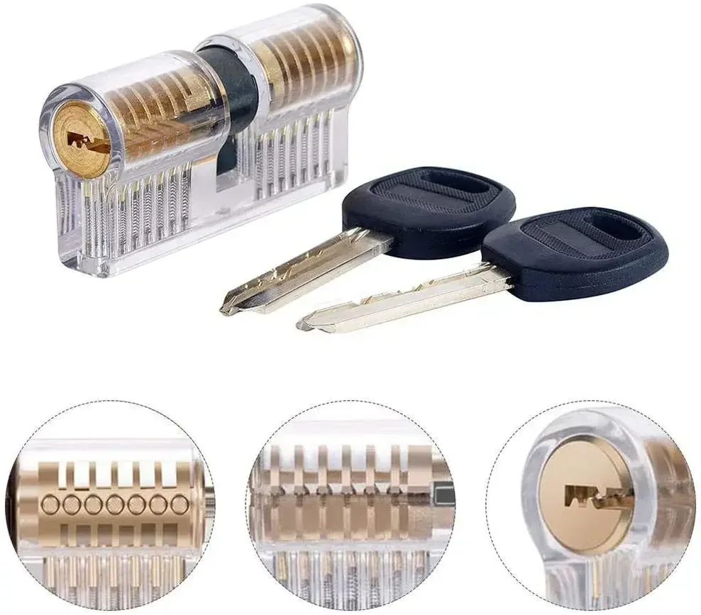 9-Piece Practice Lock Set with Transparent Padlock Training Tool Set, for Lockpicking Training and Practice