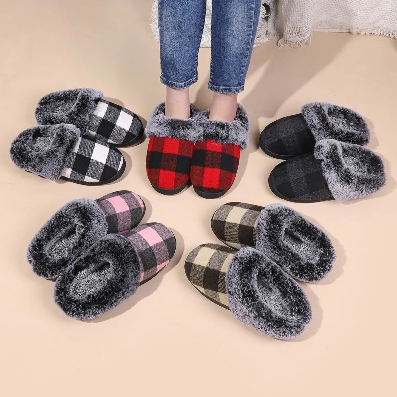 

2025 New Plush Slippers for Women, Warm and Plush Cotton Slippers, Anti-slip and Thickened Winter Cotton Slippers for Women