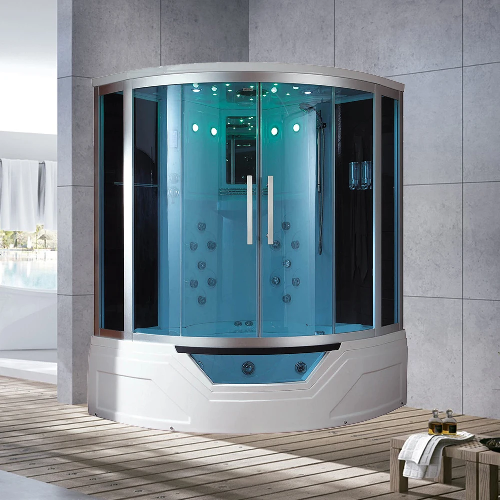 1500x1500mm Luxury Hydro Massage Steam Shower Cabin Steam Shower Bathroom Shower Tub Combo