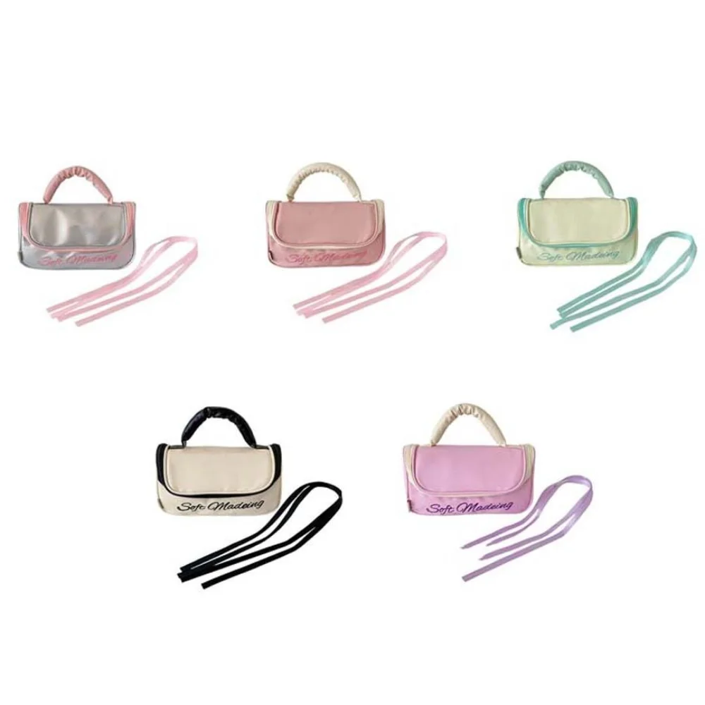 Borsa portaoggetti per arco Y2K in pelle PU Custodia da tavolo Borsa per cancelleria con fiocco di grande capacità Penna per carte per cosmetici Stile Ins