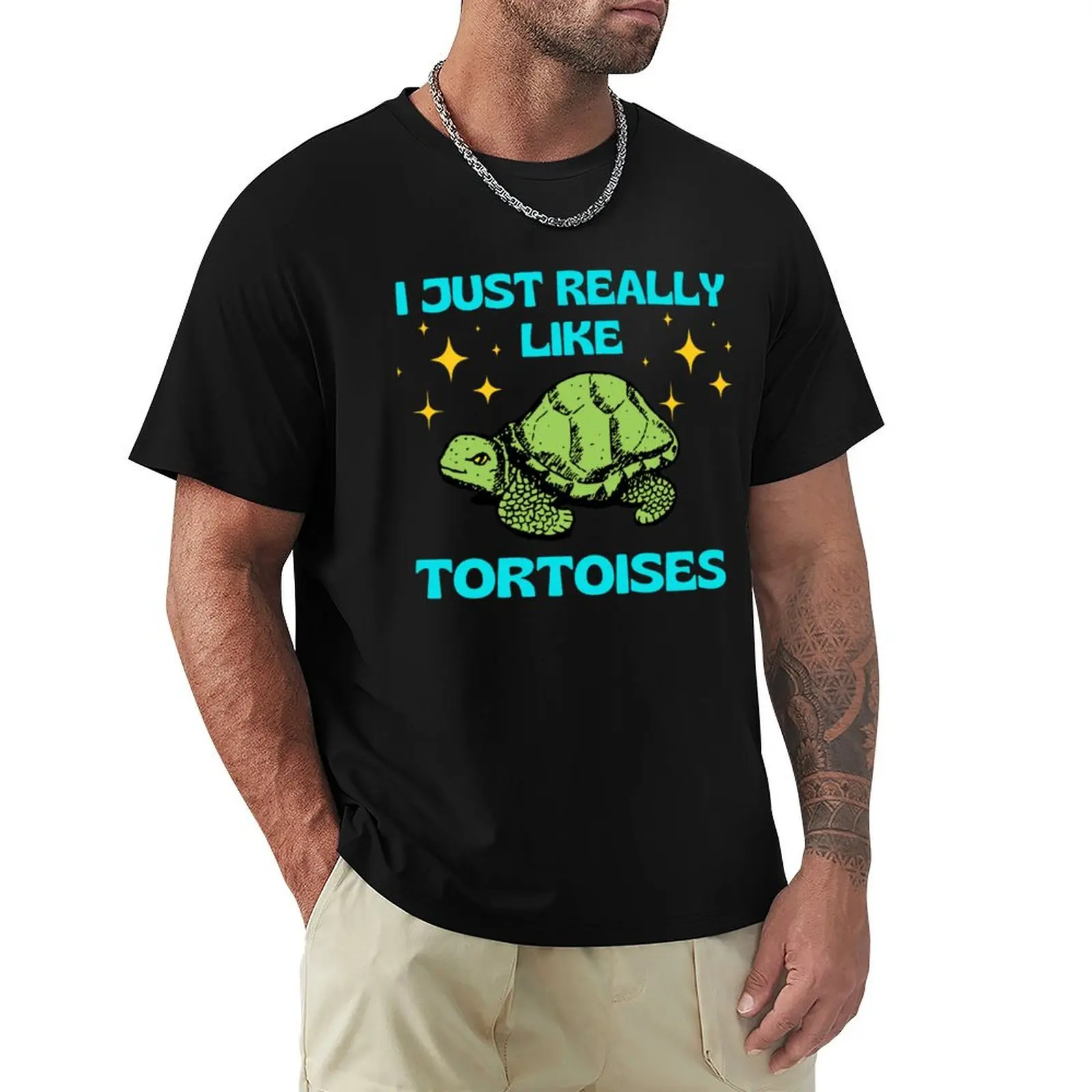 I Just Really Like Tortoises - Reptile Enthusiasts - Lovers of Turtles (Determined tortoise version) T-Shirt