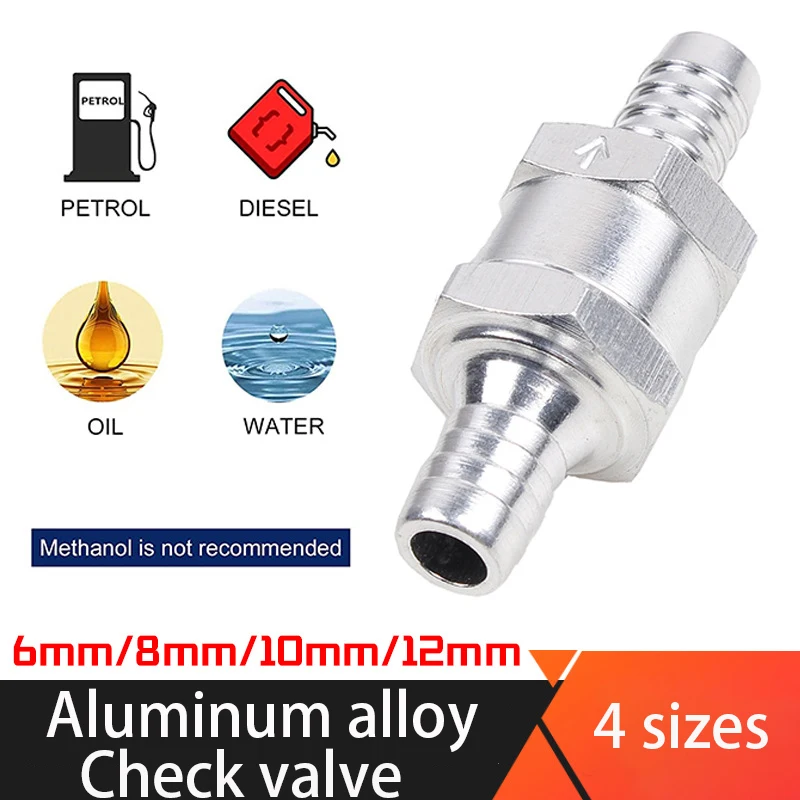 Car ship mechanical supplies fuel check valve 6/8/10/12mm aluminum alloy gasoline diesel water fuel pipe one-way check valve