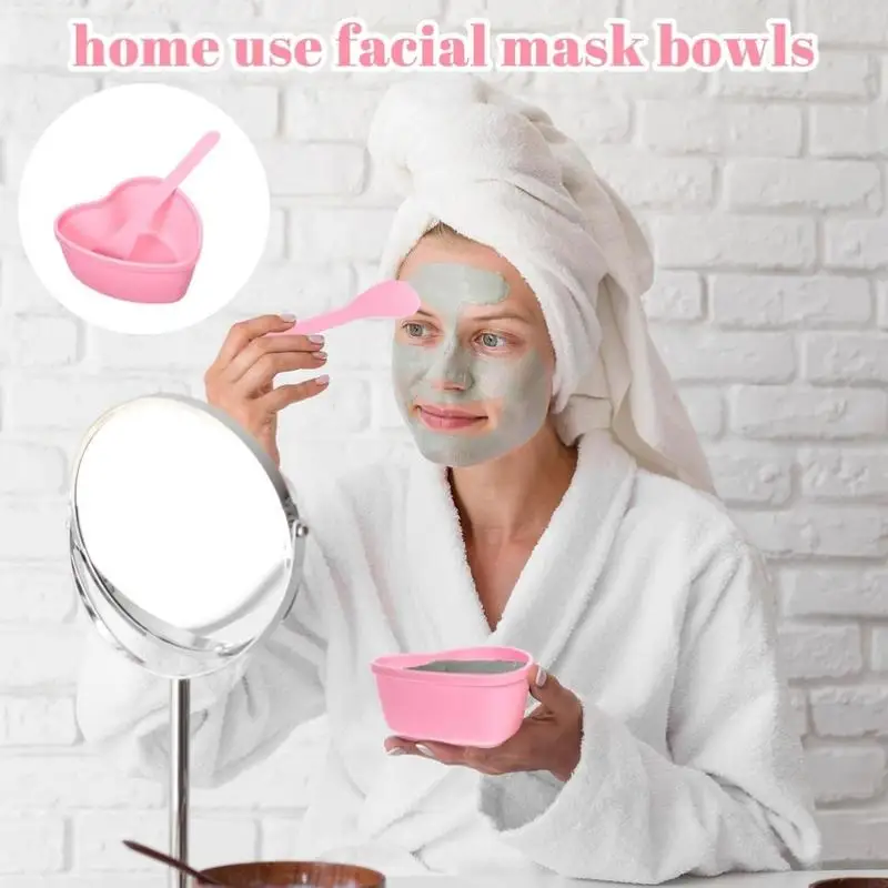 6/12 Uds. Cuenco mezclador de mascarilla Facial en forma de corazón con raspador de plástico herramienta de cuidado de la piel DIY, adecuado para la familia y el salón